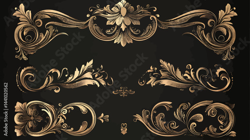 Vintage ornamental decorative dividers and corner collection  illustration  - 