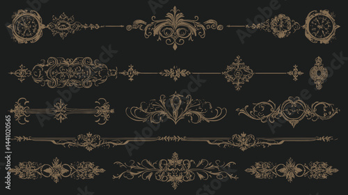 Vintage ornamental decorative dividers and frame collection  illustration  - 