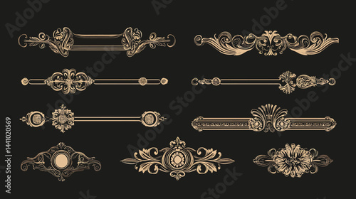 Vintage ornamental decorative dividers and frame collection  illustration  - 