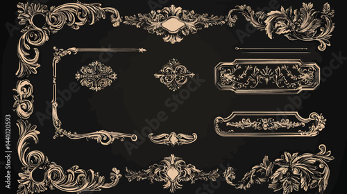 Vintage ornamental decorative dividers and frame collection  illustration  - 