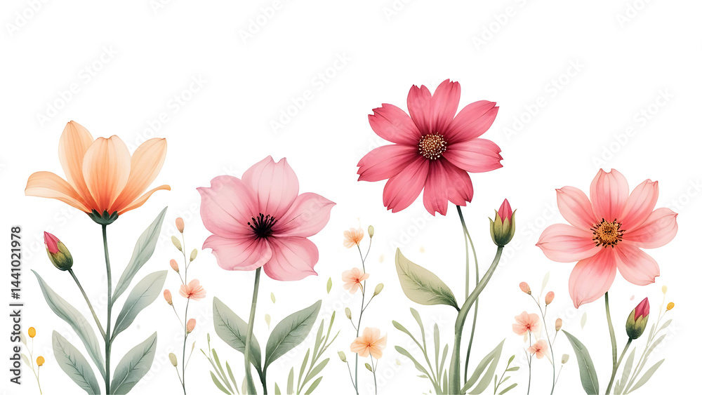 Fototapeta premium pink flowers isolated on white