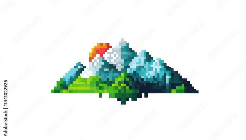 Obraz premium Pixel mountain icon