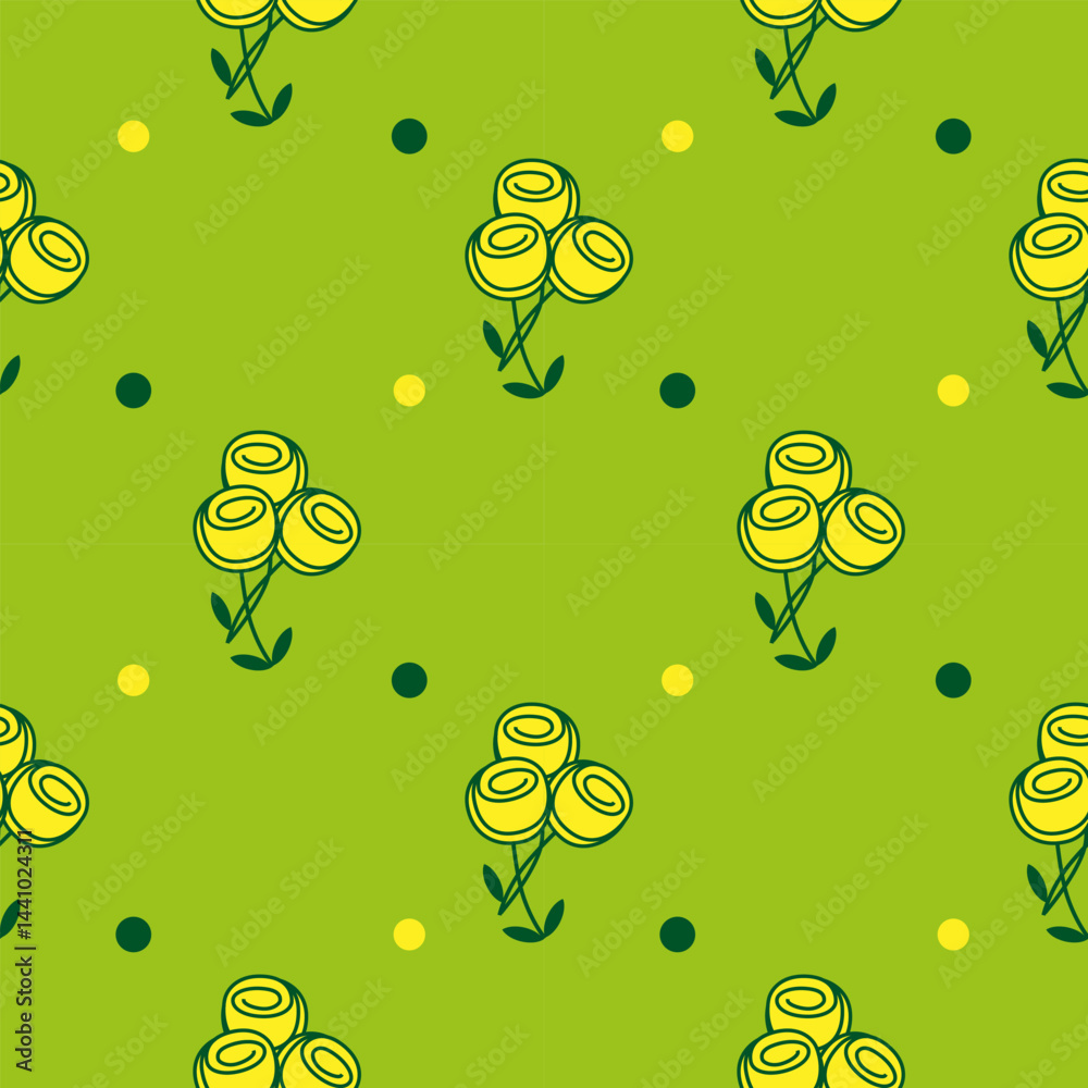 seamless pattern with stylized roses, vector drawing
