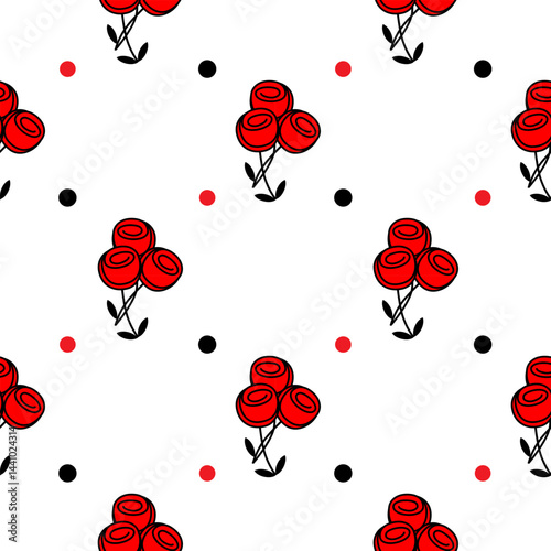 seamless pattern with stylized roses, vector drawing