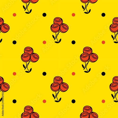 Obraz na płótnie seamless pattern with stylized roses, vector drawing w salonie