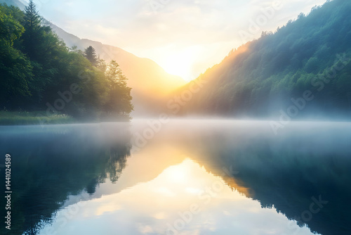 sunrise over the lake