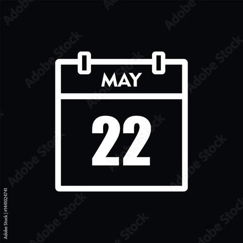 calender icon, 22 may icon with black background