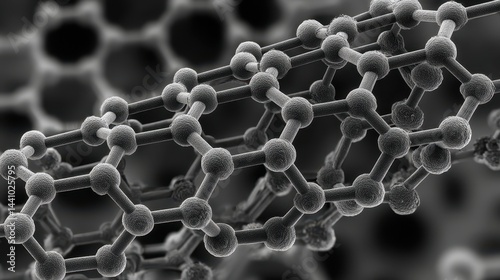 Obraz na płótnie Close-up view of a single-layer graphene structure showcasing unique atomic arrangement w salonie
