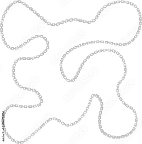 Vector illustration of a liquid-like abstract shape enclosed by a curved metal chain.