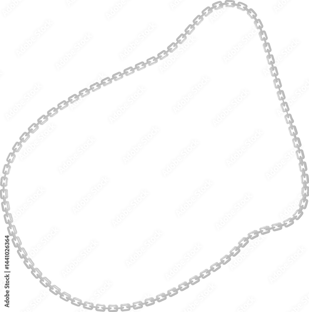 Vector illustration of an organic-shaped abstract form outlined by a curved metal chain. Vector illustration of an organic-shaped abstract form outlined by a curved metal chain.
