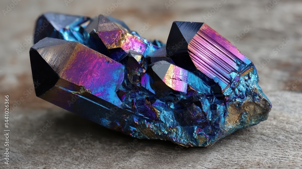 Stunning titanium-coated quartz with electrifying rainbow hues captured in natural light