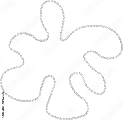 Vector illustration of an abstract shape with protruding edges, bordered by a curved metal chain.