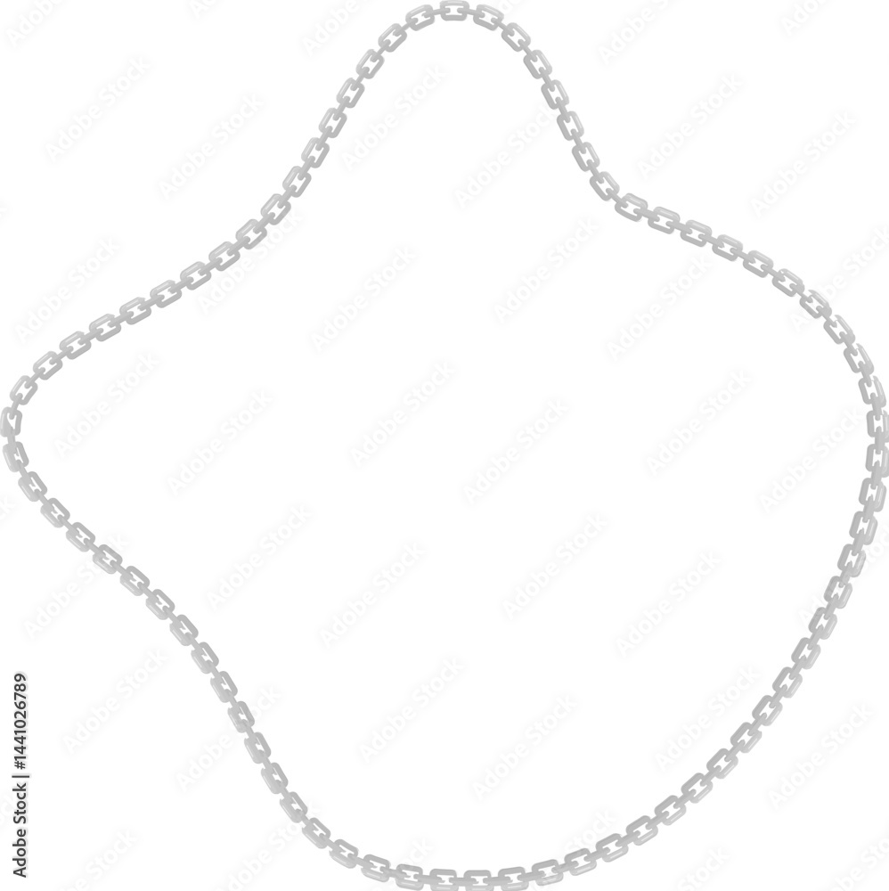Vector illustration of a rounded abstract shape with wavy contours outlined by a curved metal chain.