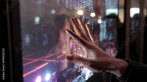 Obraz na płótnie Transparent conductive MXene film enables touch interactions on interactive surfaces in modern technology w salonie