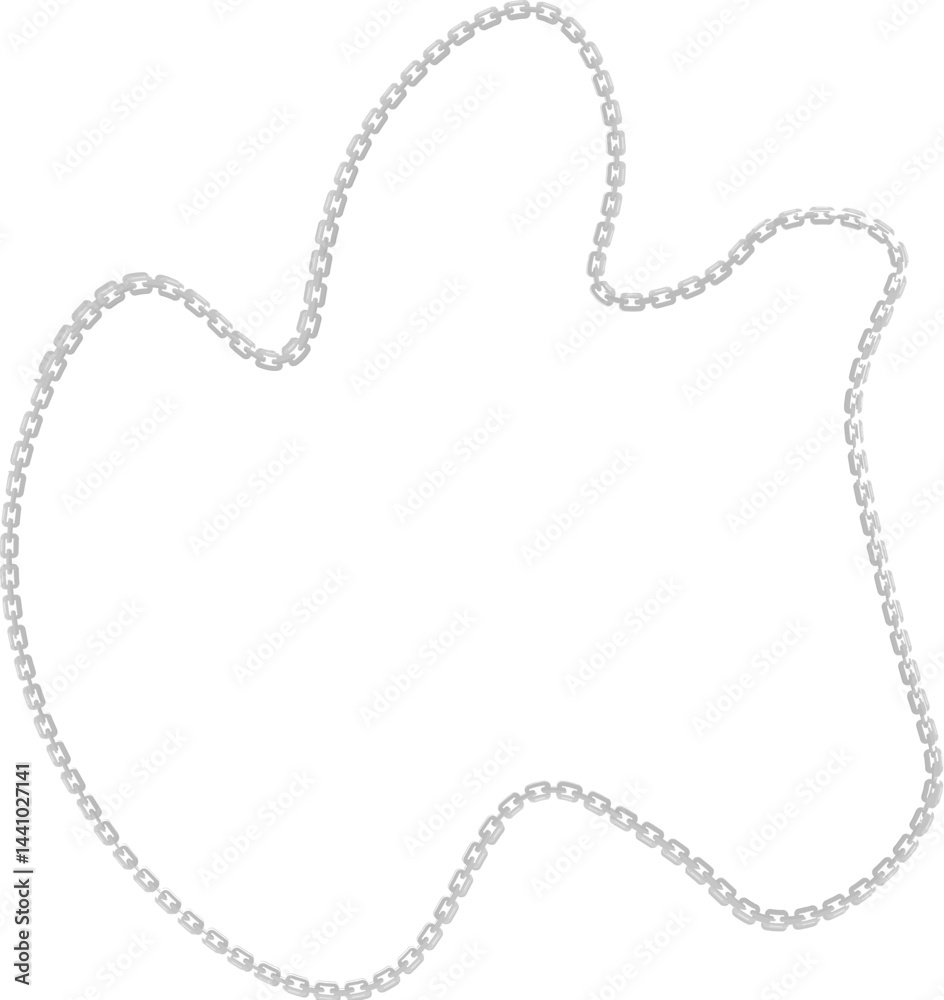 Vector illustration of an abstract wavy shape with a curved metal chain flowing along its structure. Vector illustration of an abstract wavy shape with a curved metal chain flowing along its structure.