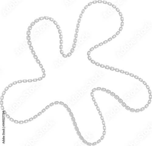 Vector illustration of an abstract shape with multiple lobes and a curved metal chain forming its outer stroke.