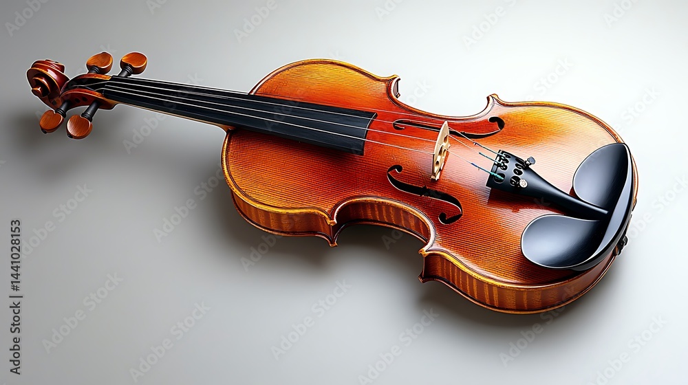 Fototapeta premium Classical violin instrument on a neutral backdrop.