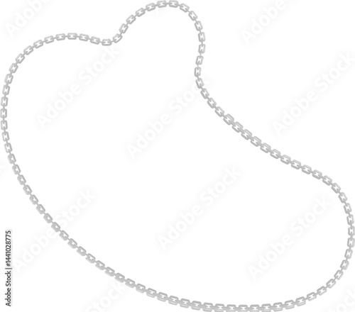 Vector illustration of an organic floating blob, encircled by a metal chain outlining its curved and wavy form.