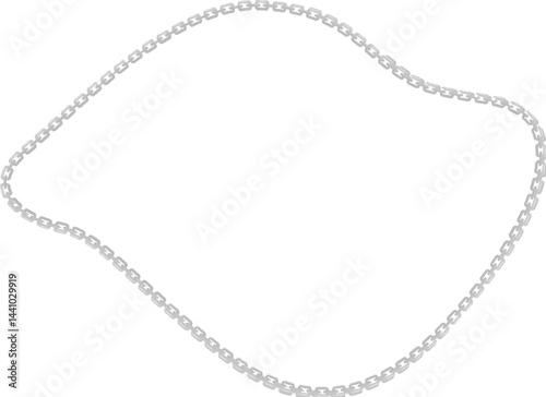 Vector illustration of a hand-drawn organic shape, framed by a curved metal chain in a flowing pattern.