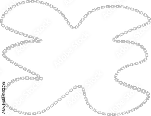 Vector illustration of an irregular fluid shape, encircled by a curved metal chain along its dynamic contour.