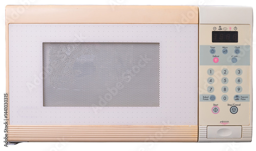 Old microwave oven on isolated background.