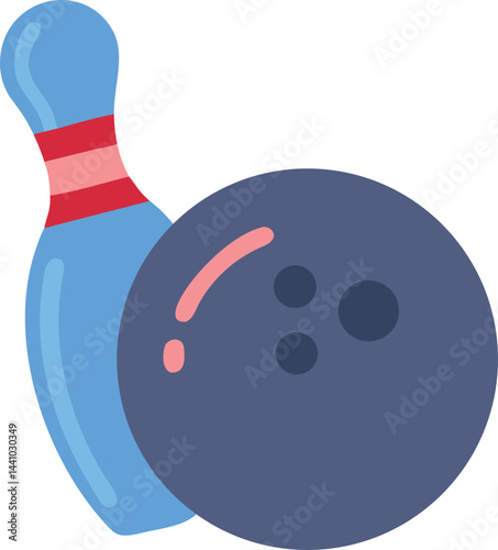 Illustration of Bowling Ball Rolling Toward Pins for Strike