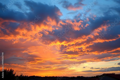 red sunset over the sky