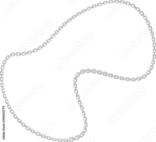 Vector illustration of a minimalist curved shape, bordered by a flowing metal chain along its smooth edges.