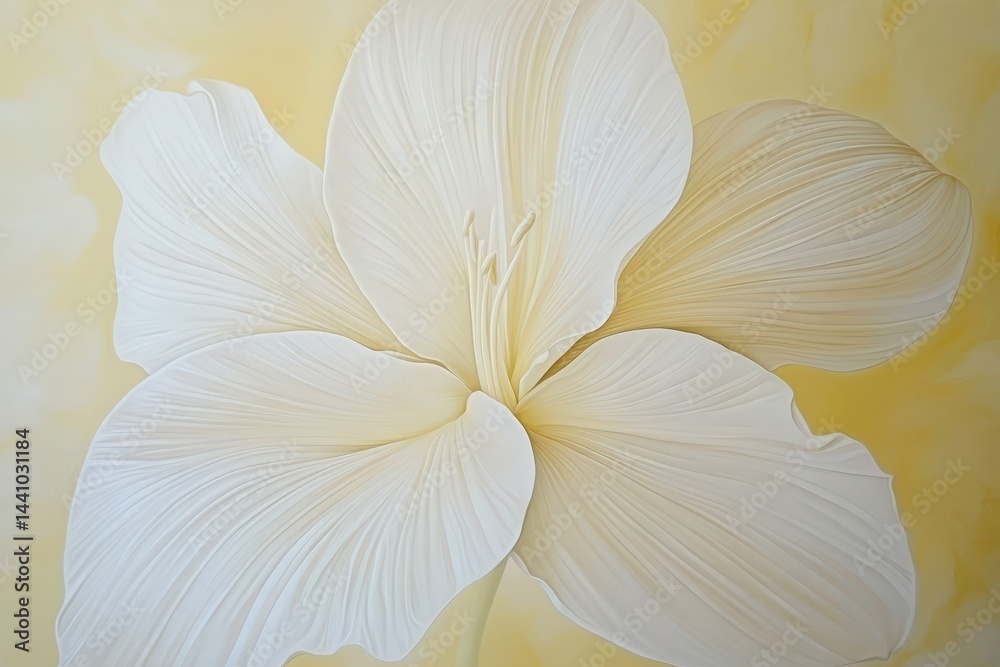 Fototapeta premium Close-up view of a delicate, creamy white flower painting.