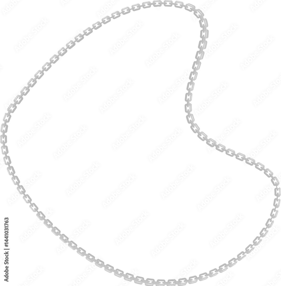 Vector illustration of a sleek organic element, framed by a metal chain outlining its smooth shape. Vector illustration of a sleek organic element, framed by a metal chain outlining its smooth shape.