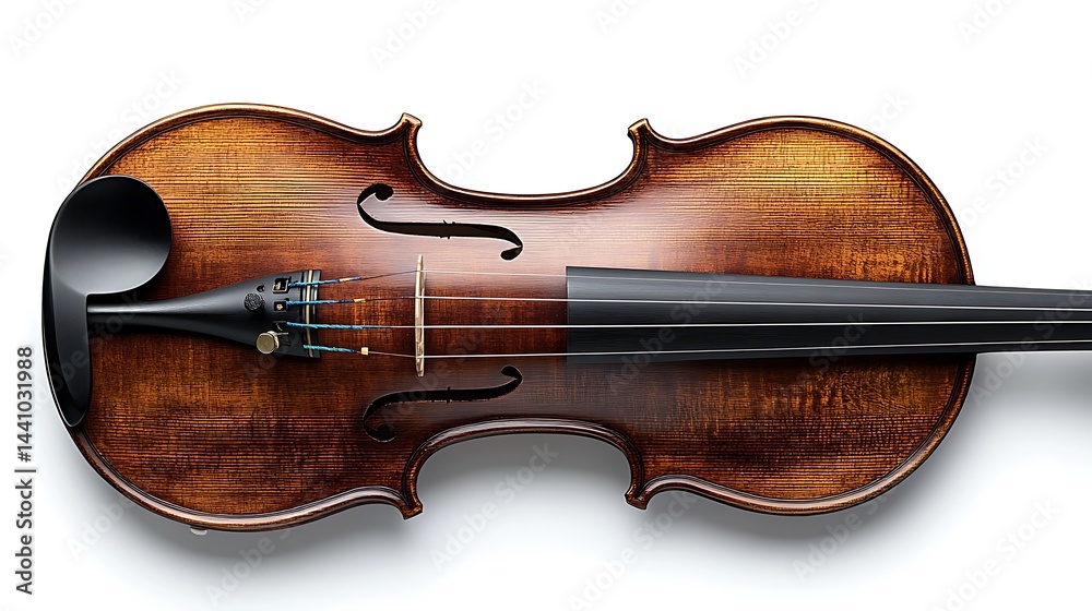 Fototapeta premium Fine, antique violin displayed on a bright background.