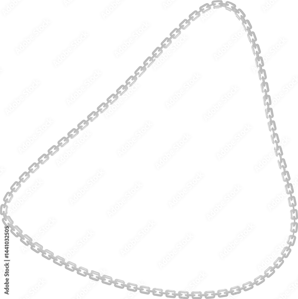 Triangle-inspired blob shape with a metal chain path along its edges. Triangle-inspired blob shape with a metal chain path along its edges.