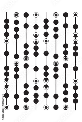 Abstract black and white pattern of interconnected circles.
