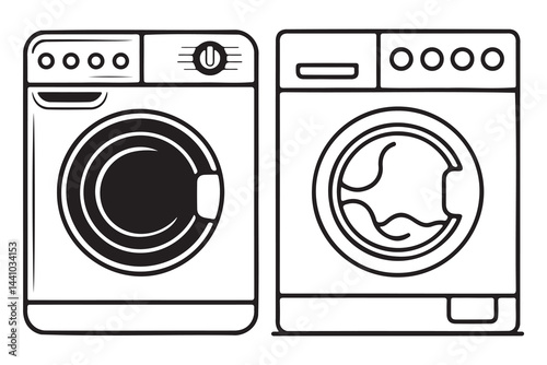 Modern Washing Machines - Simple Line Art Design
