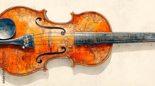 Wallpaper Mural Detailed illustration of an antique violin with intricate design. Torontodigital.ca