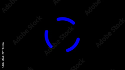 Loading circle icon animation on black background. 4K clip.