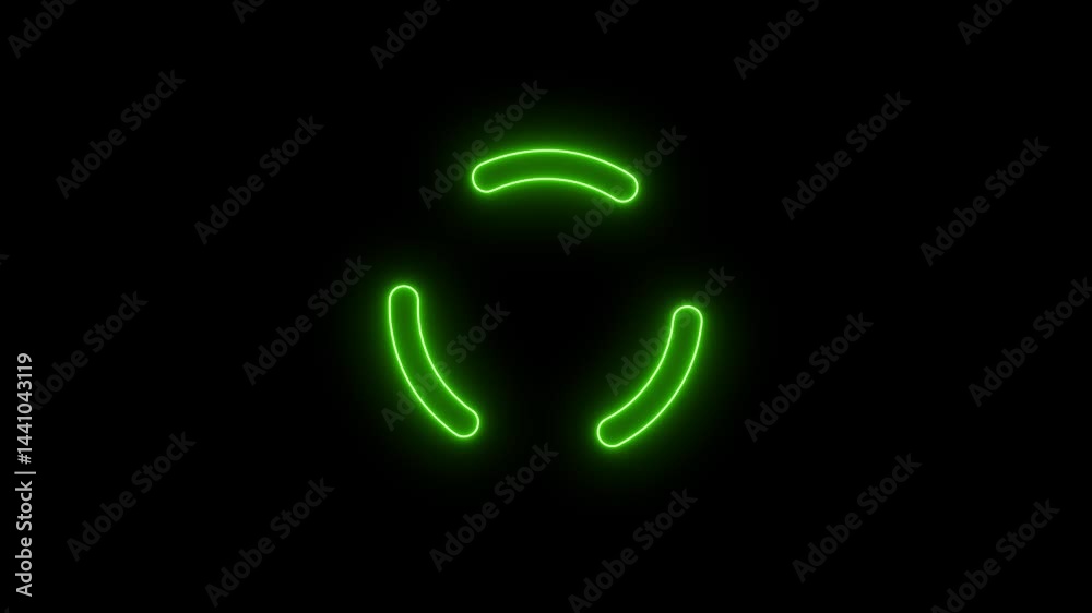 Circular loading 4k animation. Spinning progress indicator with retry and try again symbols on a black background.