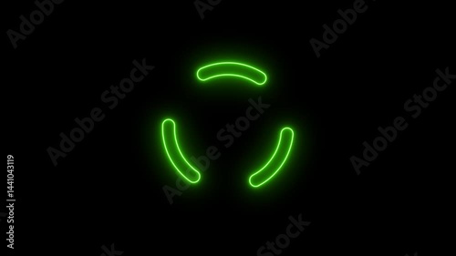 Circular loading 4k animation. Spinning progress indicator with retry and try again symbols on a black background.