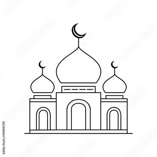 The mosque Silhouette Illustration with Architecture and Landmark Design