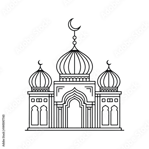 The mosque silhouette vector illustration of iconic architecture and landmark design