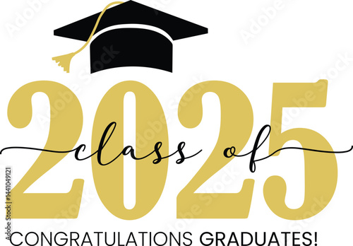 Class of 2025 vector illustration. Festive celebration design for graduation events and announcements. Congratulations graduates design template for social media posts to honor graduates vector