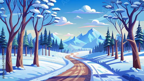 The road stretches far into the wintry distance.
Leafless trees form dark silhouettes against the sky.
Each breath of air is sharp and crystal clear.
Nature sleeps under the bright winter sun.