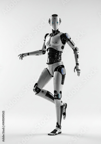 Humanoid robot posing on white