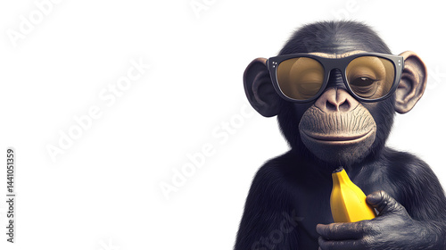 Cool Primate with Sunglasses Holding a Banana Fun Animal Image for Humor and Creativity