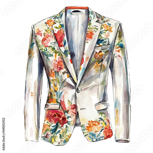 Stylish Blazer, vector watercolor illustration, isolated on a white background.