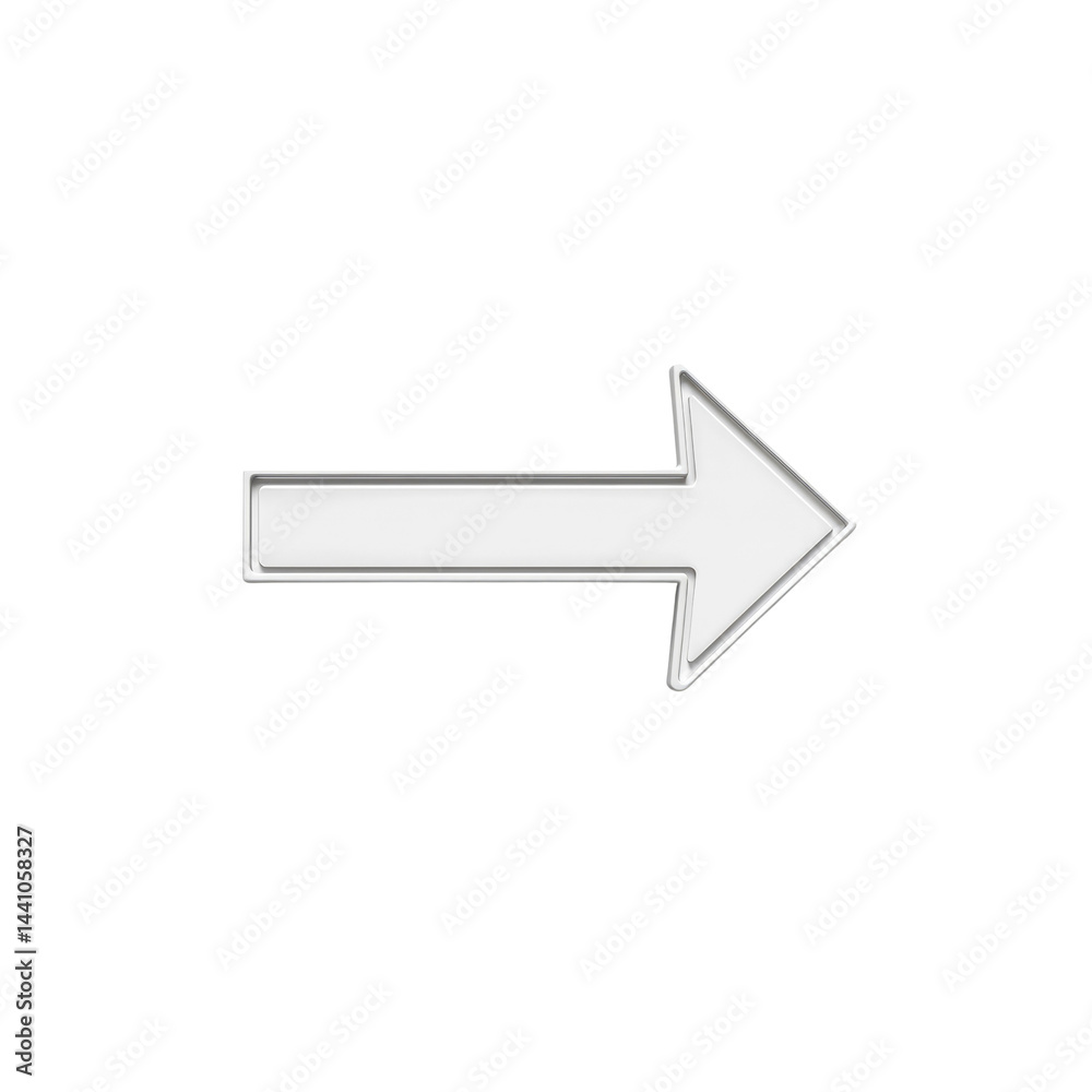3D White Arrow Pointing Right - Simple Directional Indicator 3D White Arrow Pointing Right - Simple Directional Indicator