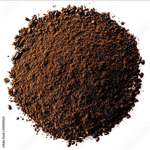 ground coffee backlighting isolated against white background