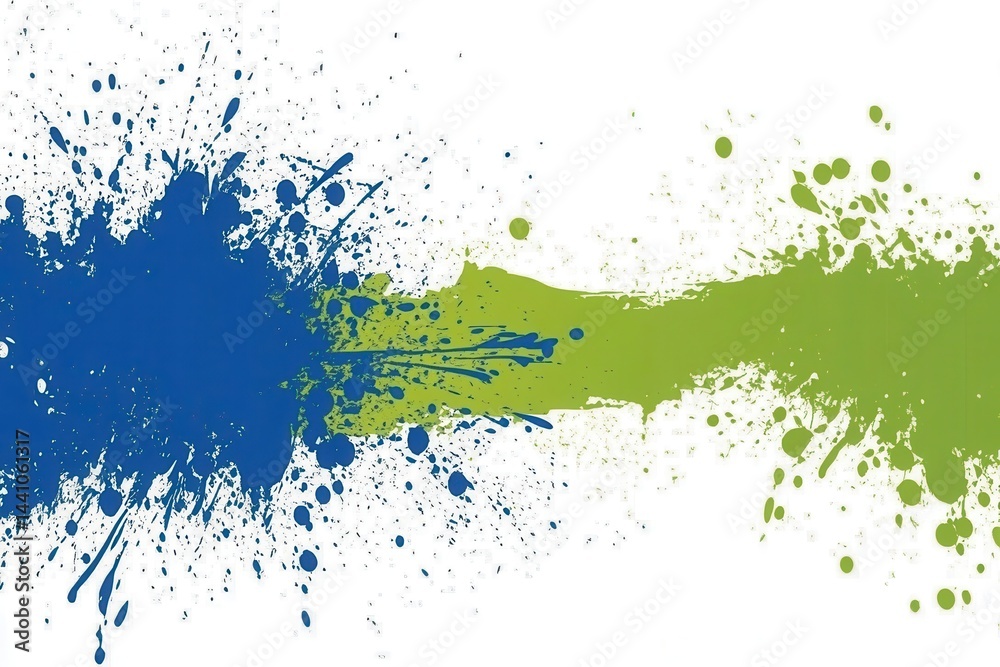 Abstract paint splatter background. Vibrant colors collide in a dynamic splatter pattern. A mix of blue and green paint splashes create a visually engaging design Abstract paint splatter background. Vibrant colors collide in a dynamic splatter pattern. A mix of blue and green paint splashes create a visually engaging design