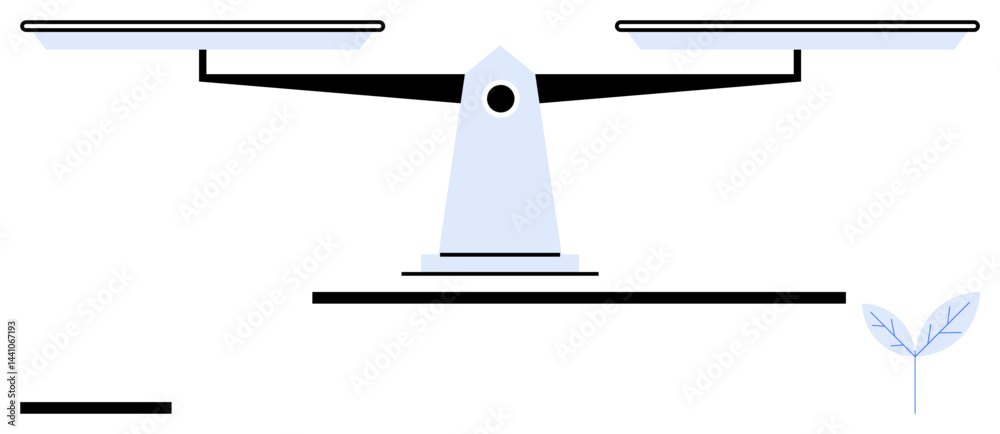 Scales in equilibrium, subtle leaf for environmental focus, representing justice and balance. Ideal for sustainability, fairness, ethics, environment, equality, decision-making simple landing page Scales in equilibrium, subtle leaf for environmental focus, representing justice and balance. Ideal for sustainability, fairness, ethics, environment, equality, decision-making simple landing page
