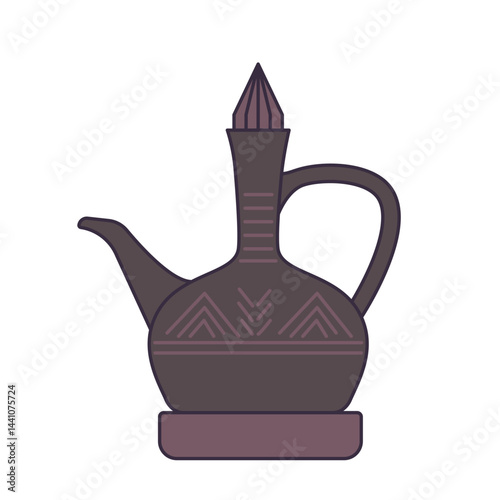 Ethiopian coffee. Jebena coffee pot. Vector illustration